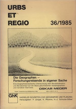 Imagen del vendedor de Die Geographen - Forschungsreisende in eigener Sache : e. biographieanalyt. Unters. ber Berufsmotivation u. Berufsverlauf auf d. Basis geschr. Autobiographien u. narrativer Interviews. Oskar Meder. Kassel, Gesamthochschulbibliothek / Urbs et regio ; 36 a la venta por Schrmann und Kiewning GbR