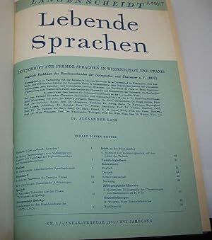 Imagen del vendedor de Lebende Sprachen: Zeitschrift fur Fremde Sprachen in Wissenschaft und Praxis Januar-Dezember 1971 a la venta por Easy Chair Books