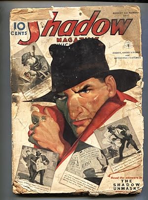SHADOW 1937 AUG 1 // RARE Pulp Magazine // Shadow Unmasked