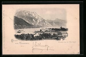 Bild des Verkufers fr Ansichtskarte Gmunden, Schloss Ort im Traunsee von der Villa Satori gesehen zum Verkauf von Bartko-Reher