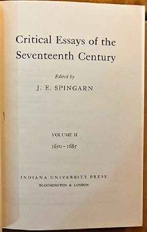 Imagen del vendedor de Critical Essays of the Seventeenth Century Volume II Two: 1650 - 1685 a la venta por Alplaus Books