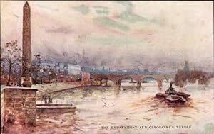 Künstler Ansichtskarte / Postkarte London City England, The Embankment and Cleopatra's Needle