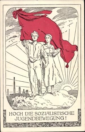 Ansichtskarte / Postkarte Österreich, Hoch die sozialistische Jugendbewegung, rote Fahne