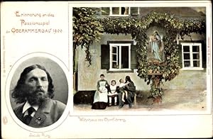Ansichtskarte / Postkarte Oberammergau in Oberbayern, Passionsspiel 1900, Wohnhaus des Chorführer...