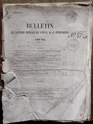 Bulletin de l academie imperiale des Scienes de St. Petersbourg tome XVII Nr. 1