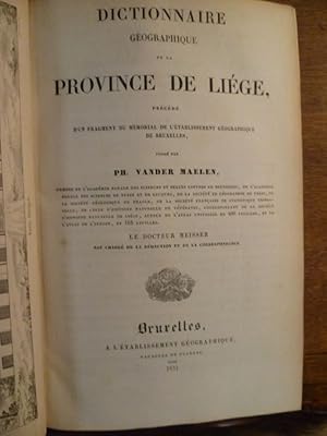 Image du vendeur pour Dictionnaire gographique de la Province de Lige. Prcd d'un fragment du Mmoriel de l'Etablissement gographique de Bruxelles. mis en vente par Librairie L'Abac / Gimmic SRL