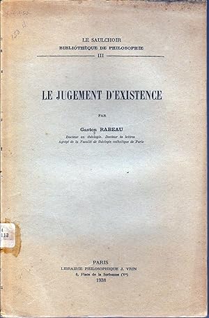 Seller image for Le jugement d'existence. for sale by Librairie  la bonne occasion