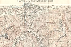 Seller image for Karte des Brennergebietes. Mastab 1 : 50 000. 1 Nebenkarte: Kalkkgelgruppe, Mastab 1 : 25 000;Original kolorierte Landkarte von 1920 for sale by Antiquariat Kastanienhof