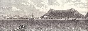 Bild des Verkufers fr Cape Haytein, Island of Hayti, with H.M.S. Galatea Shelling the Forts. An original print from the Illustrated London News, 1866. zum Verkauf von Cosmo Books