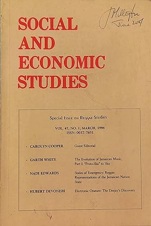 Social and Economic Studies: Special Issue on Reggae Studies, Vol. 47, No.1, March 1998
