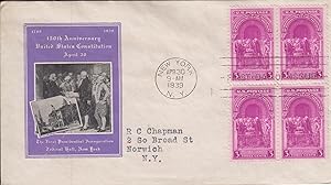 First Day Cover: 150th Anniversary United States Constitution April 30, The First Presidential In...