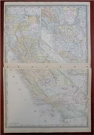 California state 1888 Rand McNally folio color map