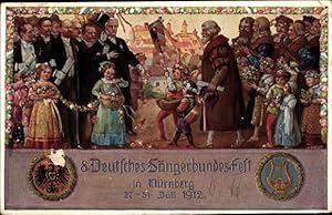 Bild des Verkufers fr Ganzsache Knstler Ansichtskarte / Postkarte Durst, J., Nrnberg in Mittelfranken, 8. Dt. Sngerbundesfest 1912 zum Verkauf von akpool GmbH
