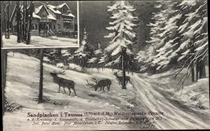 Bild des Verkufers fr Ansichtskarte / Postkarte Sandplacken Oberursel im Taunus Hessen, Waldrestaurant a. d. Kreuzung Kanonenstr. Elisab.Schneise - Inh. Peter Held zum Verkauf von akpool GmbH