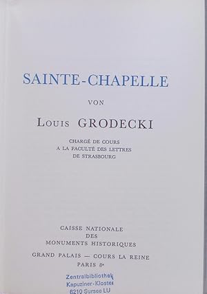 Bild des Verkufers fr Sainte-Chapelle. zum Verkauf von Antiquariat Bookfarm