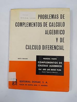 Seller image for Problemas de complementos de clculo algbrico y de clculo diferencial. for sale by TraperaDeKlaus