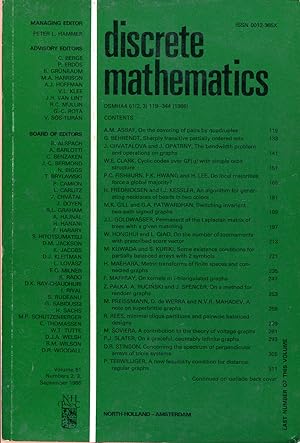 Seller image for Discrete mathematics Volume 61, Number 2, 3, September 1986 for sale by Sylvain Paré