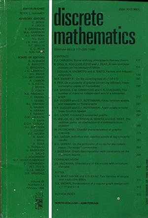 Immagine del venditore per Discrete mathematics Volume 68, Number 2-3, February 1988 venduto da Sylvain Par