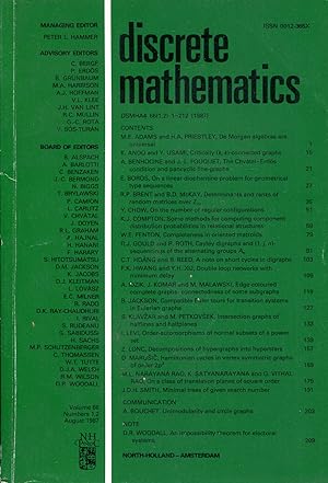 Immagine del venditore per Discrete mathematics Volume 66, Number 1-2, August 1987 venduto da Sylvain Par