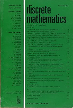 Immagine del venditore per Discrete mathematics Volume 59, Number 1, 2 April 1986 venduto da Sylvain Par