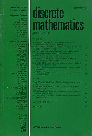 Seller image for Discrete mathematics Volume 65, Number 1, May 1987 for sale by Sylvain Par