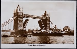Tower Bridge London Postcard Ship Gates Opening