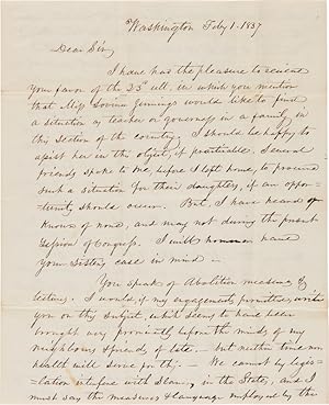 [AUTOGRAPH LETTER, SIGNED, FROM MASSACHUSETTS REPRESENTATIVE GEORGE GRENNELL JR. DESCRIBING THE D...