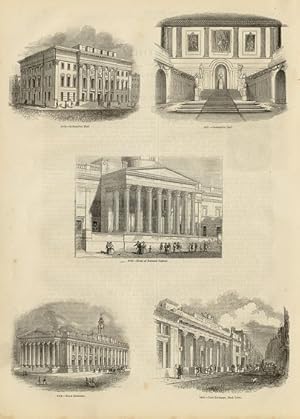 Seller image for GOLDSMITH'S HALL NATIONAL GALLERY ROYAL EXCHANGE CORN EXCHANGE, MARK LANE,1845 MULTIPLE VIGNETTE PRINTS, HISTORICAL ARCHITECTURAL AND PORTRAIT ENGRAVINGS for sale by Artisans-lane Maps & Prints