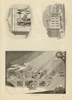 STEAM PRINTING MACHINE, FISHMONGER'S HALL, GAS WORKS _ GAS METER,1845 MULTIPLE VIGNETTE PRINTS, H...