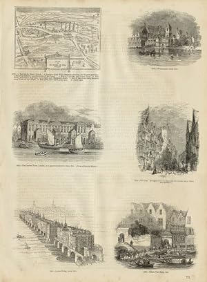 Seller image for PLAN OF ST GILES IN THE FIELDS - THE FIRST ST GILES CHURCH, REMAINS OF THE WALLS ANCIENTLY ENCLOSING THE HOSPITAL PRECINCTS, SITE OF THE GALLOWS AND AFTERWARDS OF THE POUND,1845 MULTIPLE VIGNETTE PRINTS, HISTORICAL ARCHITECTURAL AND PORTRAIT ENGRAVINGS for sale by Artisans-lane Maps & Prints