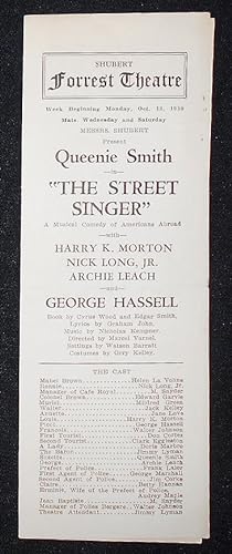 Shubert Forrest Theatre Program for The Street Singer featuring Archie Leach [Cary Grant]