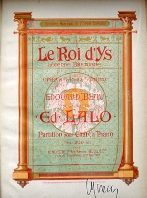 Bild des Verkufers fr Le roi d`Ys. Lgende Bretonne. Opra en 3 actes & 5 tableaux. Paroles de Edouard Blau. Partition pour chant & piano zum Verkauf von Paul van Kuik Antiquarian Music