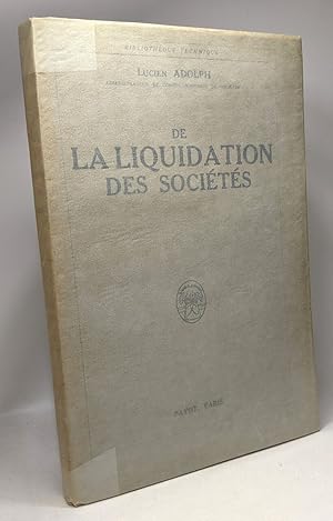 De la liquidation des sociétés - bibliothèque technique