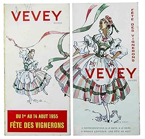 Image du vendeur pour Fte des Vignerons. 1955. Album commmoratif. Publi avec la collaboration du groupement des photographes veveysans. + dpl. en couleurs (Programme). mis en vente par Harteveld Rare Books Ltd.