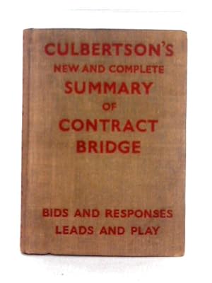Bild des Verkufers fr Culbertson's Summary of Contract Bridge; The Latest Improved Culbertson System zum Verkauf von World of Rare Books