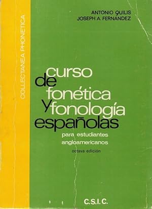 Imagen del vendedor de Curso de fontica y fonologa espaolas para estudiantes angloamericanos. a la venta por La Librera, Iberoamerikan. Buchhandlung