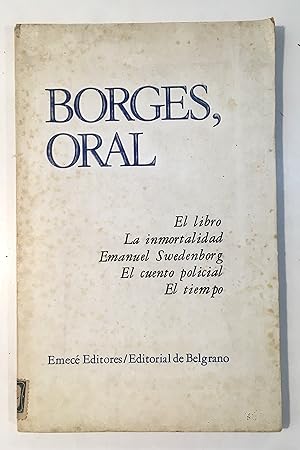 Imagen del vendedor de BORGES, ORAL. First edition. a la venta por Alberto Casares