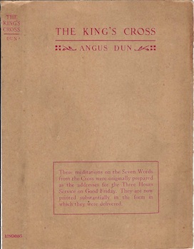Bild des Verkufers fr The King's Cross. Meditations on the Seven Last Words. (Dust Jacket Only, No Book) zum Verkauf von Wittenborn Art Books