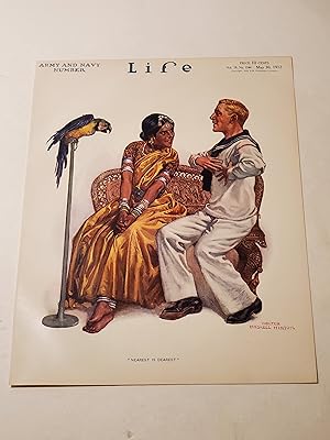 Seller image for 1912 Life Magzine Cover of "Nearest Is Dearest" - Sailor Courting Indian Girl w/Parrot for sale by rareviewbooks