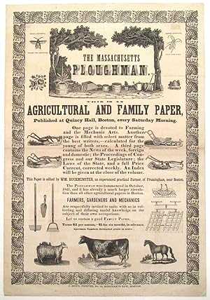 c. 1842 Massachusetts Ploughman Agricultural and Family Newspaper Broadside