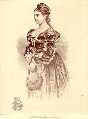 Seller image for THE CROWN PRINCESS OF GERMANY Duchess Cecilie Auguste Marie of Mecklenburg-Schwerin,Rare 1877 Lithographed Historical Tinted Portrait Print for sale by Artisans-lane Maps & Prints