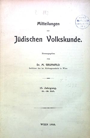 Bild des Verkufers fr Mitteilungen zur jdischen Volkskunde. zum Verkauf von books4less (Versandantiquariat Petra Gros GmbH & Co. KG)