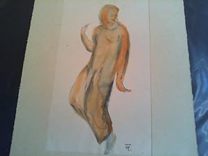 Mehrfarbige Origial-Zeichnung "Weibliche Figur". Sigiert und auf Rückseite datiert, 14. 1. 1953. ...