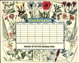 Stundenplan Sparkasse Herzogtum Gotha, Unkräuter, Blumen Mohnblume um 1930