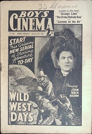 Boy's Cinema Magazine October 2, 1937 Johnny Mack Brown