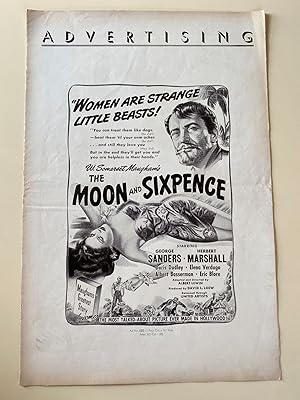 Image du vendeur pour The Moon and Sixpence 1942 Advertising Supplement George Sanders, Herbert Marshall, Doris Dudley mis en vente par AcornBooksNH