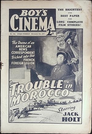Boy's Cinema Magazine November 6, 1937 Jack Holt "Trouble in Morocco"
