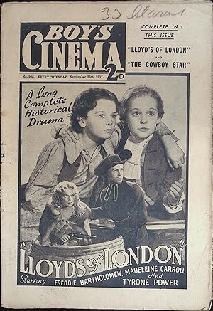 Boy's Cinema Magazine September 25, 1937 Tyrone Power "Lloyd's of London"