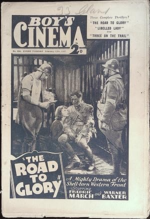 Boy's Cinema Magazine February 13, 1937 Frederic March "The Road to Glory"
