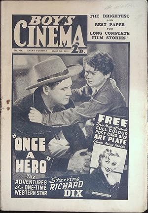 Boy's Cinema Magazine March 5, 1938 Richard Dix "Once a Hero"